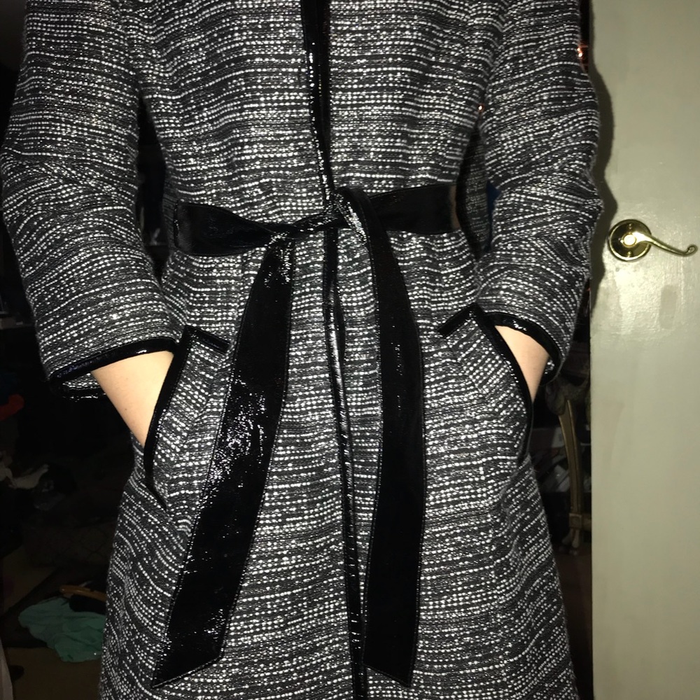 Cache Tweed Jacket With Sash Tie Size Xs - image 3